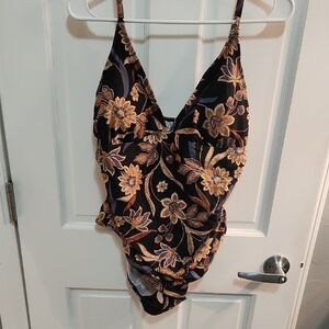 Floral Embroidered Black Bodysuit